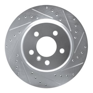 BMW 528I Brake Rotor (1) - Rear Right - R1 Concepts - Drilled & Slotted - Silver - `11-`16